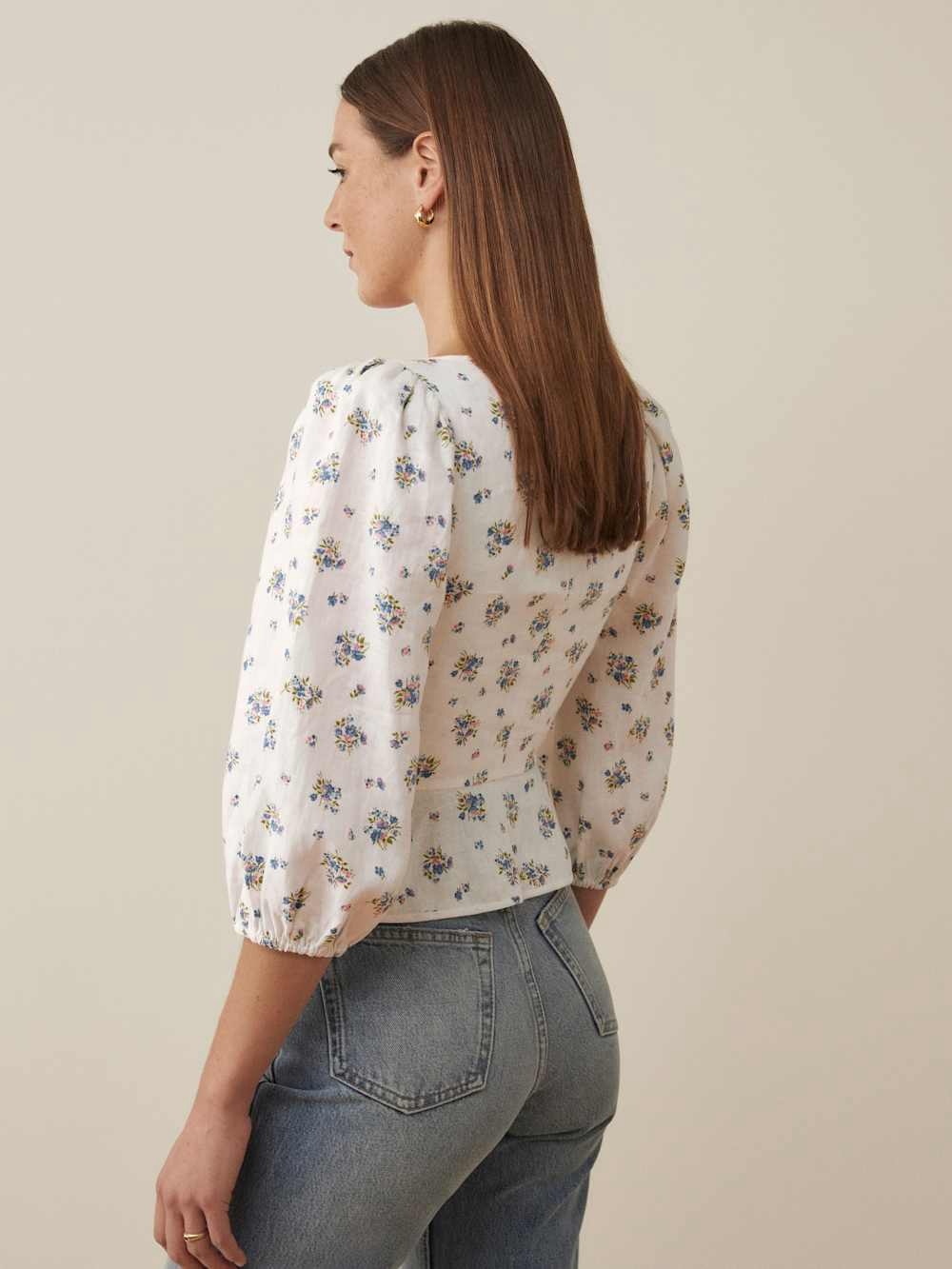[reformation] barrett linen floral top - Picture 3 of 11